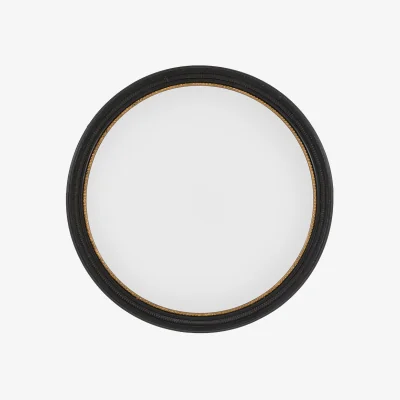 Perch and Parrow Roma Round Mirror in Black