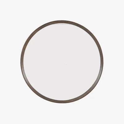 Perch and Parrow Bergen Round Mirror in Walnut, Large