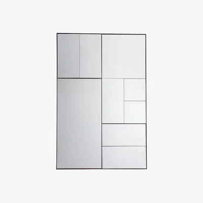Perch and Parrow Norman Panelled Wall Mirror in Black