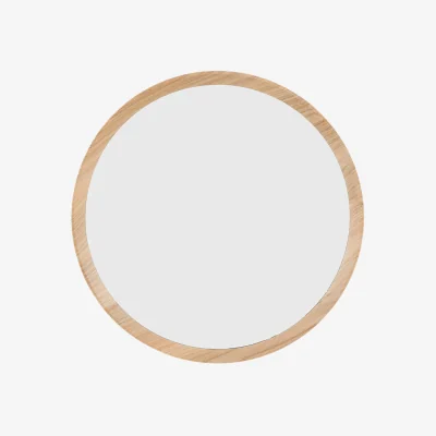 Perch and Parrow Laurel Round Mirror in Oak, Medium