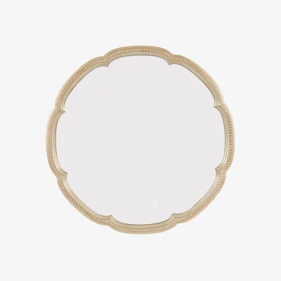 Perch and Parrow Monaco Round Scalloped Mirror in Champagne
