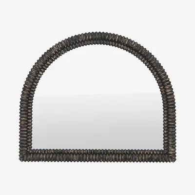 Perch and Parrow Groove Arch Overmantle Mirror in Black  Wash