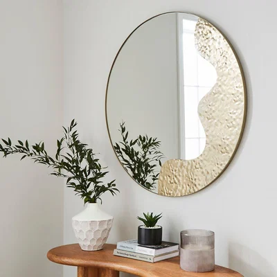 Pagazzi Ripple Antique Brass Round Mirror