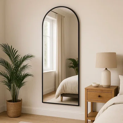 Pagazzi Akiko - Full Length Black Metal Arched Mirror - 160cm x 60cm