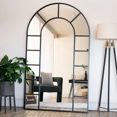Pagazzi Mio- Full Length Black Metal Arched Window Mirror - 200cm x 120cm