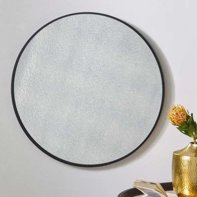 Pagazzi Black Wood Veneer Round Mirror with Foxed Glass