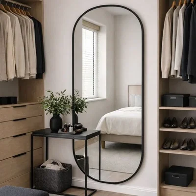 Pagazzi Emi - Full Length Black Metal Runway Oval Mirror - 180cm x 80cm