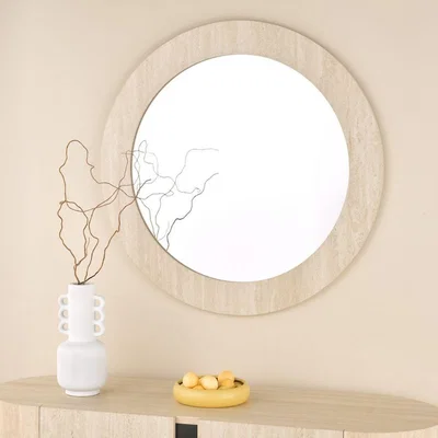 Pagazzi Ioana Round Travertine 80Cm Mirror