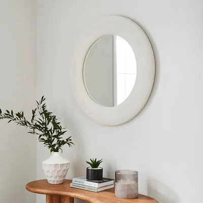 Pagazzi Bouclé Cream Round Mirror