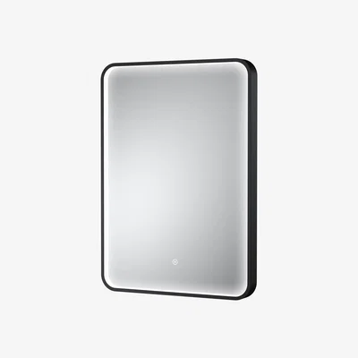 The Range Inset Framed LED Touch Sensor Mirror De-mister Pad 700 x 500mm Black - Matt Black