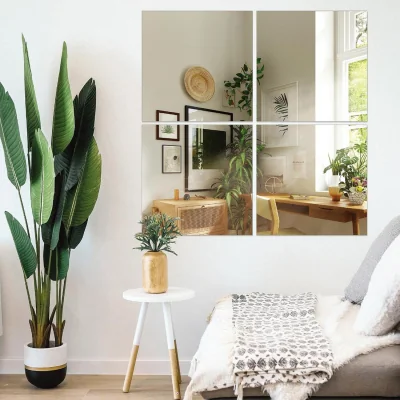 The Range Pack of 4 Self Adhesive Acrylic Mirrors - Silver