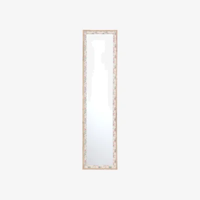 The Range Floral Linen Wooden Dress Mirror - Cream