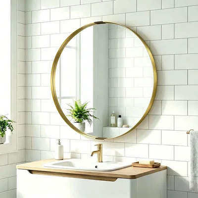 The Range HOMCOM Wall Mirror 61 cm Wall Mounted Bathroom Mirror - Gold Tone