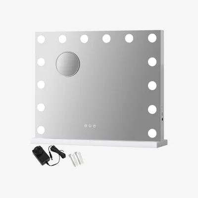 The Range LED Hollywood Makeup Mirror with 14 Dimmable LED Bulbs - White