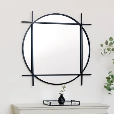 The Range Large Round Black Wall Mirror 97cm X 97cm