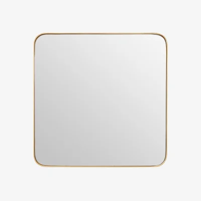 The Range Loretta Matt Black Large Square Wall Mirror - Gold