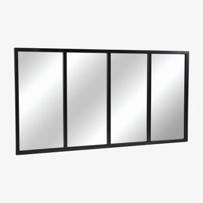 The Range XL Industrial Wrought Iron Rectangular Mirror  - Black