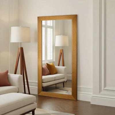 The Range Wave Full Length Framed Bevelled Wall Mirror - Gold
