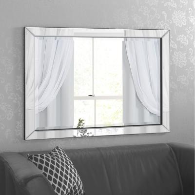 The Range Lara Large Glass Framed Mirror With Mitred Corners - Silver