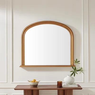 The Range Cecily Wood Large 110x90 Overmantle Arch Mirror - Gold