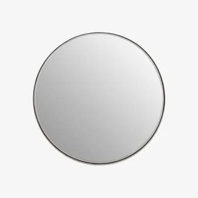 The Range Descartes Black Finish Round Wall Mirror - Silver