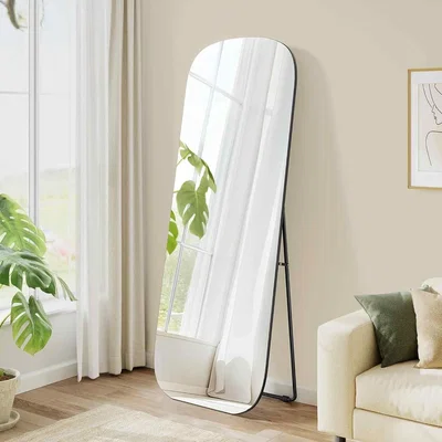 The Range Full Length Standing Mirror Tempered Glass, Black - ink black
