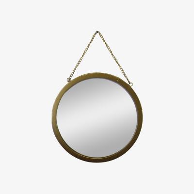 The Range Gold Metal Circular Mirror With Hanging Chain, 30cm - Yellow