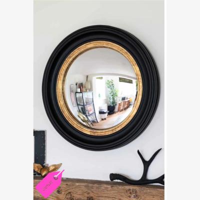 Rockett St George Black & Gold Framed Convex Mirror - SECONDS
