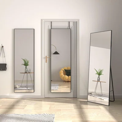 The Range Full Length Mirror with Black Frame Rectangle - White / 140x40cm