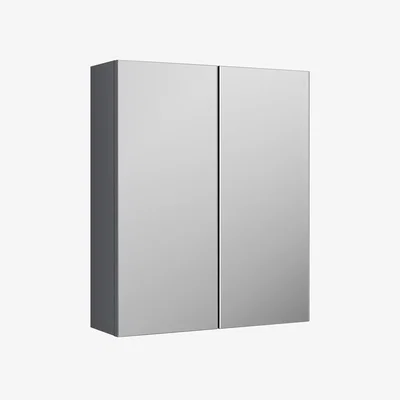 The Range Balterley 600 Mirror Cab-50/50 Split ( Deep) - 180mm - Satin Grey - Satin Grey