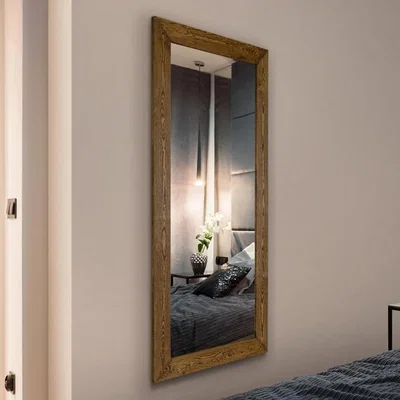 The Range MirrorOutlet Farmhouse Dark Natural Wood Full Length Mirror - Brown