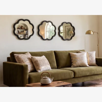 The Range 3x Round Wavy Gold Plastic Wall Mirror 25Cm Dia. - Blacky