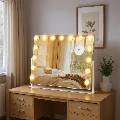 The Range Hollywood Vanity Mirror with Lights, LED Vanity Makeup Mirror - Matte White