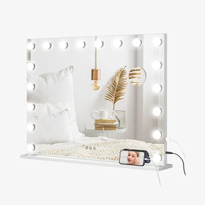 The Range HOMCOM Hollywood Vanity Mirror with Lights 10X Magnifying USB Port - White