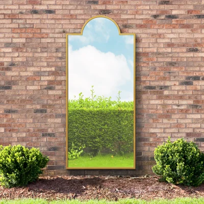 The Range MirrorOutlet The Genestra Crown Modern Garden Mirror - Gold / 85cm