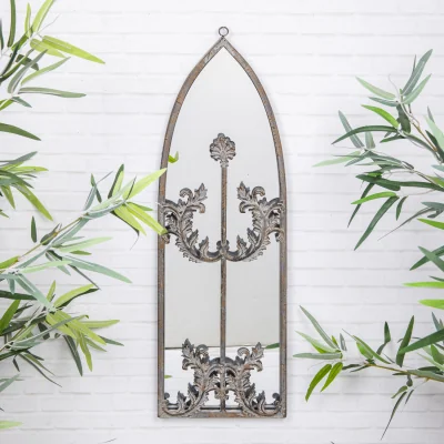 The Range Vintage Arched Leaf Metal Garden Wall Mirror