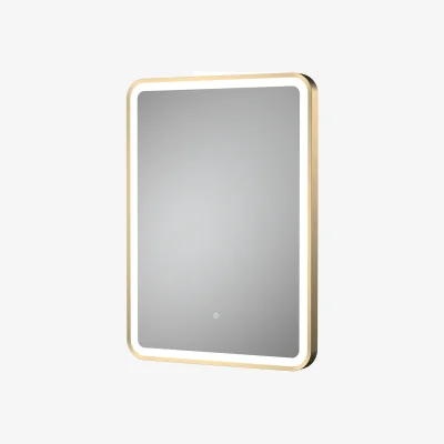 The Range LED Touch Sensor Mirror with Demister Brushed Brass 700mm x 500mm - Brushed Brass
