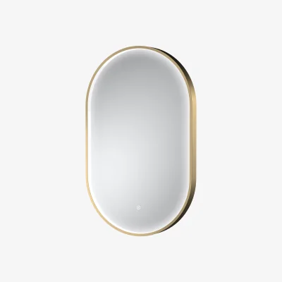 The Range Oval Inset Framed LED Touch Sensor Mirror 800 x 500mm Brushed Brass - Brushed Brass