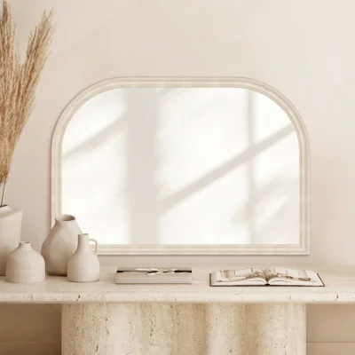 The Range Wood Effect Beaded Arch Mantle Mirror - Neutral