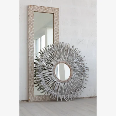 The Range Jensen Rectangular Silver Wall Mirror - White