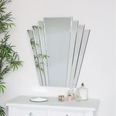 The Range Large Art Deco Fan Frameless Wall Mirror - Clear