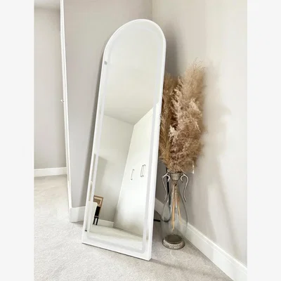 The Range White Arched LED Metal Frame Mirror Wall & Floor Standing - 145 x 45cm - White