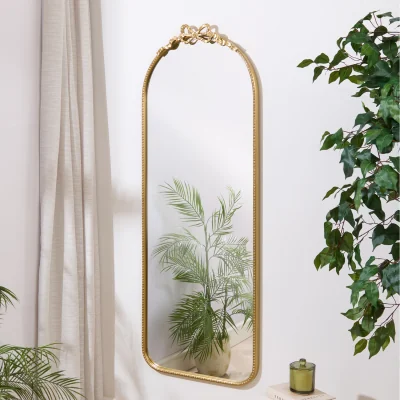 The Range Bow Beaded Metal Dress Mirror - Gold