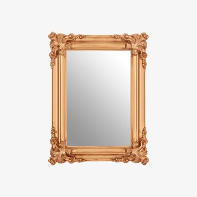 The Range Brussels Baroque Rectangular Grey Wall Mirror - Gold