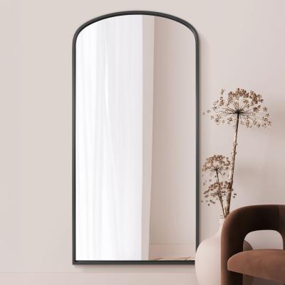 The Range MirrorOutlet Angustus Black Metal Arched Wall Leaner Mirror - Black