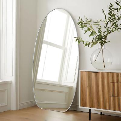 The Range Brushed Long Oval Mirror - Silver