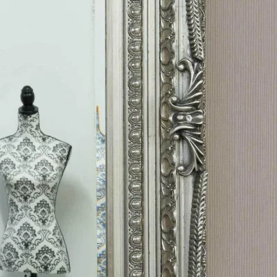 The Range MirrorOutlet Carved Louis Silver Antique Style Dress Mirror 175 x 90cm - Grey