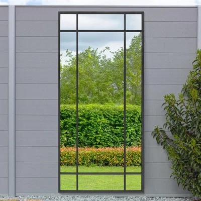 The Range Genestra Outdoor Garden Wall Mirror - Black / 85cm / 180cm