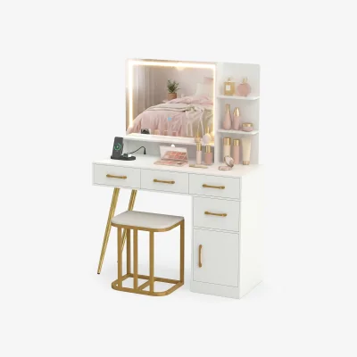 The Range Lighted Mirror Vanity Table Set