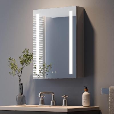 The Range Illuminated LED Grey Bathroom Mirror Cabinet - Grey / 45x60 cm